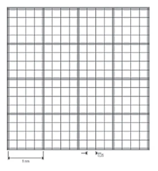 Zählkammer nach Fuchs-Rosenthal, mit doppelter Netzteilung