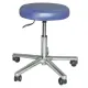 Drehhocker, Gestell Alu-Poliert, fahrbar, Lift 450 - 570 mm, Polster 7 cm, für Hartböden blau