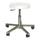 Drehhocker, Gestell Alu-Poliert, fahrbar, Lift 450 - 570 mm, Polster 7 cm, für Hartböden weiß