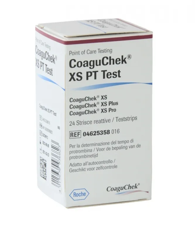 Roche Diagnostik CoaguChek XS PT Test (24 Stück), zur quantitativen Bestimmung der Thromboplastinzeit 04625358003