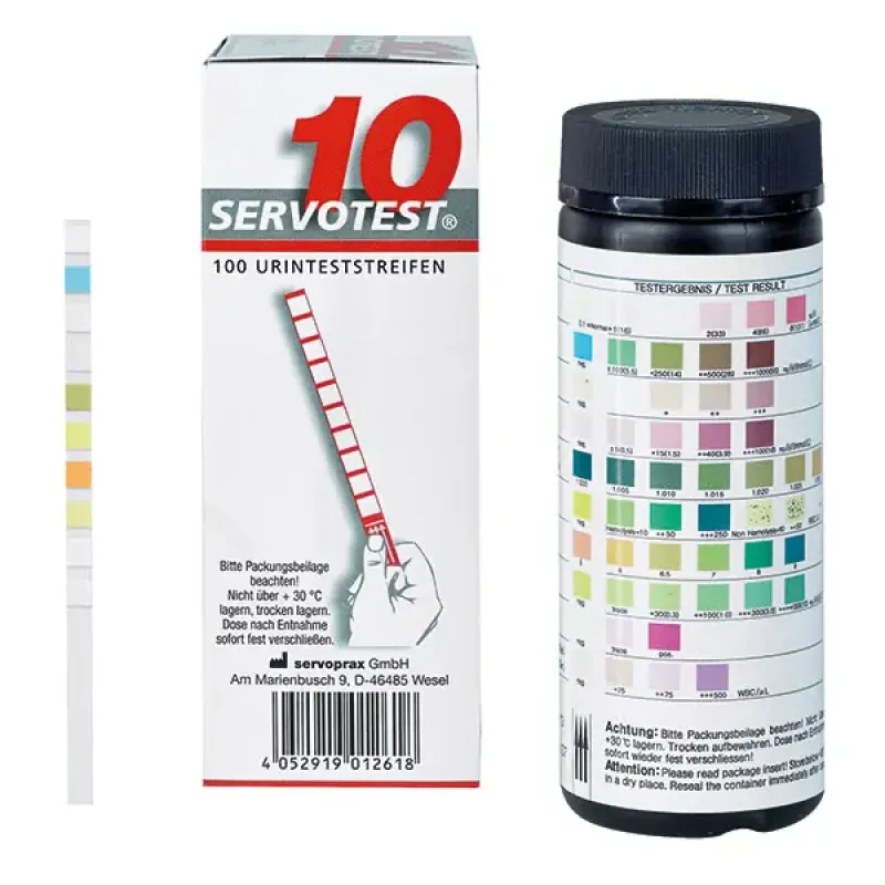 Servoprax GmbH SERVOTEST 10 Urinteststreifen (100 Teststreifen) 10 Parameter K46099
