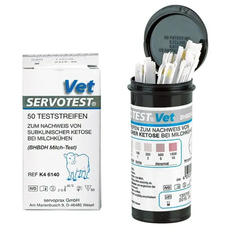 Servoprax GmbH Ketosetest Milch für Kühe – Servotest VET Ketose Teststreifen, 50 Stück K46140