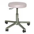 Drehhocker, Gestell Alu-Poliert, fahrbar, Lift 450 - 570 mm, Polster 7 cm, fr Hartbden blau
