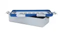 Kleinset-Mini-Sterilisiercontainer Alu 300 x 135 x 70 mm nur Deckel gelocht Blau