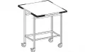 Instrumententisch aus CrNiSt. Edelstahl, fahrbar, mit 1 Ablageplatte, Steril-Bereitstellungstisch 700 x 700 x 900 mm