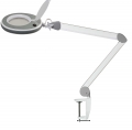Lumeno LED-Kosmetik-Lupenleuchte 3 Dioptrien in Weiß / Grau mit Tischklemme, Modell 8213