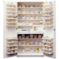 Aufbewahrungs- und Medikamentenschrank mit 2 Türen, weiß, 205 x 100 x 50 cm, Vollausstattung