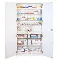 Aufbewahrungs- und Medikamentenschrank mit 2 Türen, weiß, 205 x 100 x 50 cm, Grundausstattung Weiß