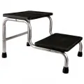 Fußauftritt, Gestell Edelstahl, schwarze Auftrittplatten, Belastbar bis ca. 130 kg 2-Stufig