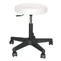 Drehhocker, KS-Gestell schwarz, fahrbar, für Hartböden weiß
