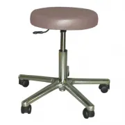 Drehhocker, Gestell Alu-Poliert, fahrbar, Lift 450 - 570 mm, Polster 7 cm, für Hartböden mittelgrau