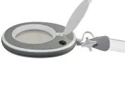 Lumeno LED-Kosmetik-Lupenleuchte 3 Dioptrien in Weiß / Grau mit Tischklemme, Modell 8213