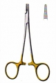 Nadelhalter nach Halsey 13 cm mit Hartmetalleinlage, gerieftes Maul, vergoldete Griffe