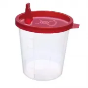 Urinbecher mit rotem Schnappdeckel, 125 ml (100 Stück)